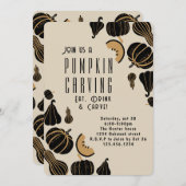 Invitations de la fête de la citrouille d'Hallowee (Devant / Derrière)