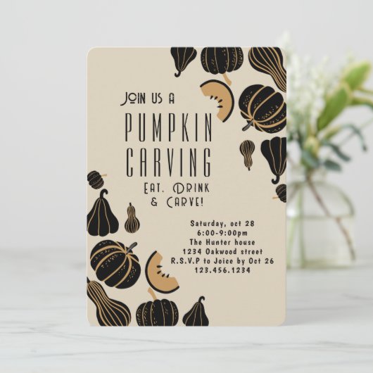 Invitations de la fête de la citrouille d'Hallowee (Debout devant)