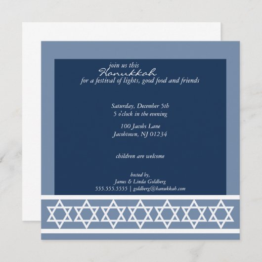 Invitations de la fête de la fête d'Hanoukka (Devant / Derrière)