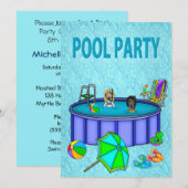 Invitations de la fête de la piscine pour enfants (Devant / Derrière)