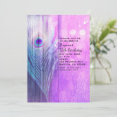 Invitations de la fête de la plume rose et bleue d (Debout devant)