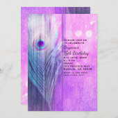 Invitations de la fête de la plume rose et bleue d (Devant / Derrière)