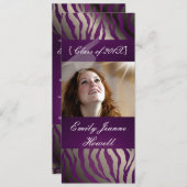 Invitations de la fête de l'Eggplant Zebra/Graduat (Devant / Derrière)