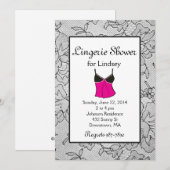 Invitations de la Fête de l'mariée Black Lace Ling (Devant / Derrière)