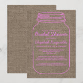 Invitations de la Fête de l'mariée de Mason Jar, B (Devant / Derrière)