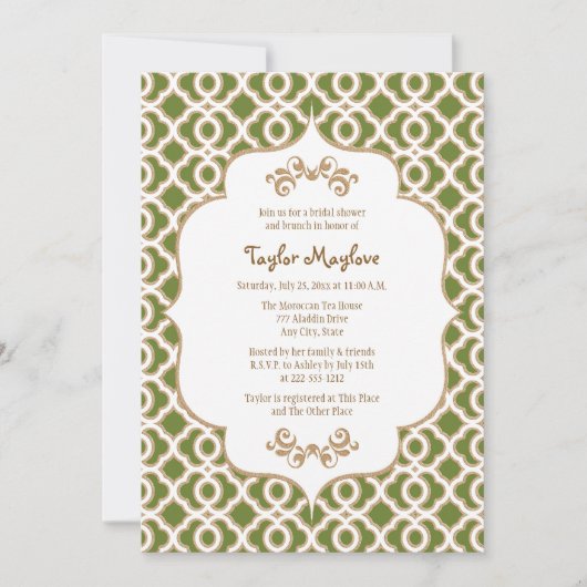 Invitations de la Fête de l'mariée marocaine Olive (Devant)