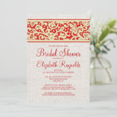 Invitations de la Fête de l'mariée Red Gold Rustic (Debout devant)