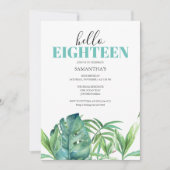 Invitations de la fête de Luau Aquarelle 18e anniv (Devant)