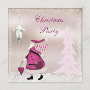 Invitations de la fête de Noël Whimsical Pink Retr