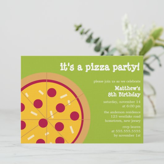 Invitations de la fête de pizza (Debout devant)