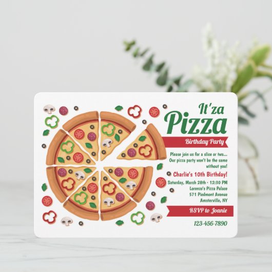 Invitations de la fête de Pizza (Debout devant)