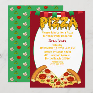 Invitations de la fête de pizza