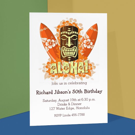 Invitations de la fête de plage Aloha Luau Tiki