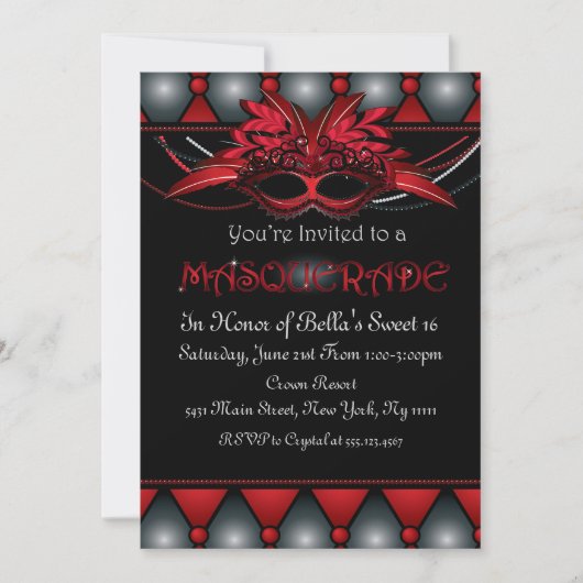 Invitations de la fête de Ruby Masquerade (Devant)