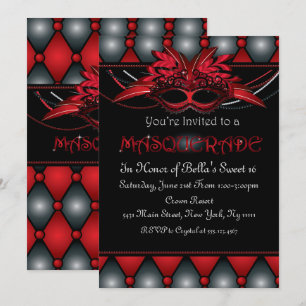 Invitations de la fête de Ruby Masquerade