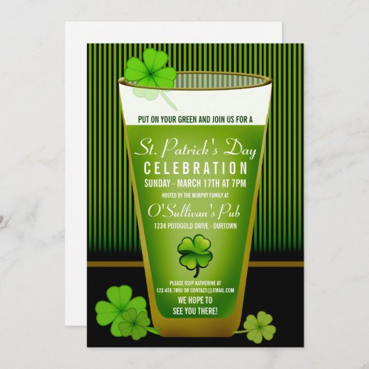 Invitations de la fête de St. Patricks (Devant / Derrière)