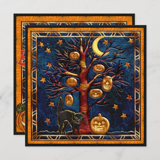 Invitations de la Fête des bijoux d'Halloween Cat  (Devant / Derrière)