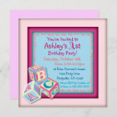 Invitations de la fête des filles pour le premier (Devant / Derrière)