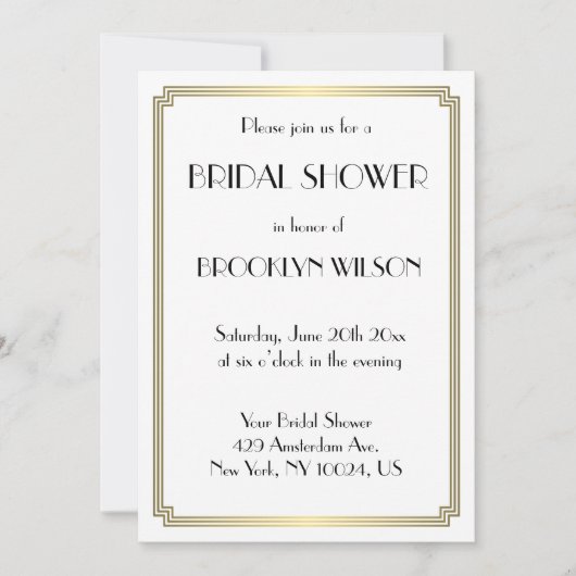 Invitations de la Fête des mariées d'or Gatsby Art (Devant)