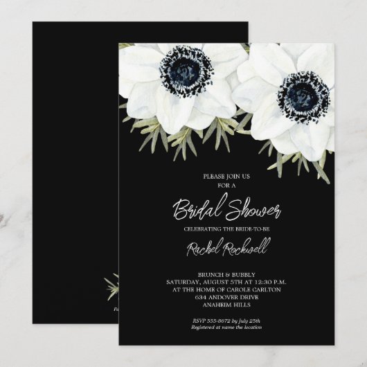 Invitations de la Fête des mariées florale des ané (Devant / Derrière)