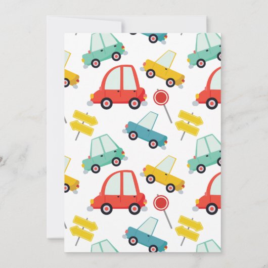 Invitations de la fête des voitures photo mignonne (Dos)