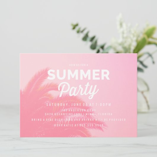 Invitations de la fête d'été de Palm Tree (Debout devant)