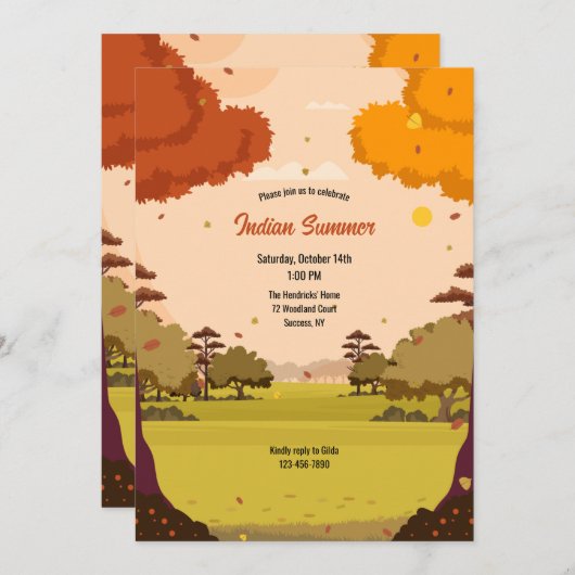 Invitations de la fête d'été indienne (Devant / Derrière)