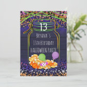 Invitations de la fête d'Halloween Candy Mason Jar (Debout devant)