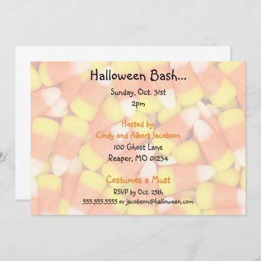 Invitations de la fête d'Halloween Candycorn (Devant / Derrière)