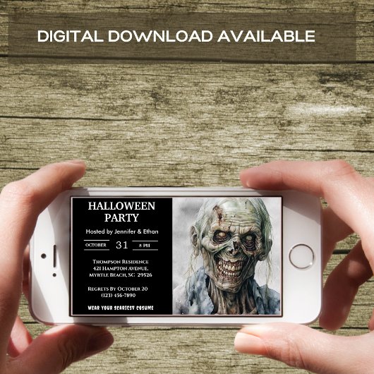 Invitations de la fête d'Halloween Déplaisant Zomb