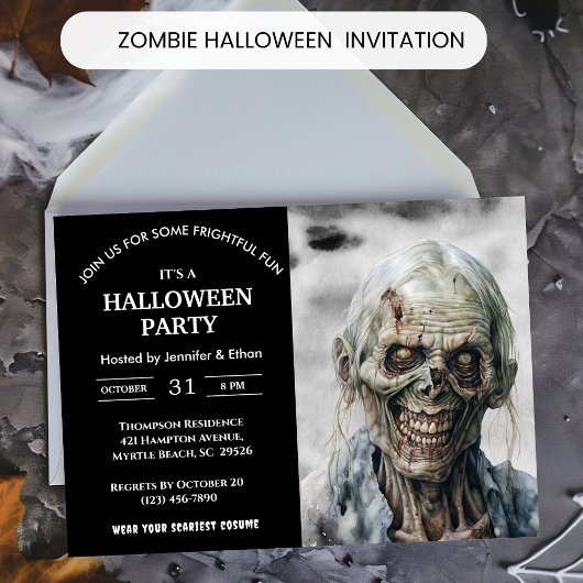 Invitations de la fête d'Halloween Déplaisant Zomb