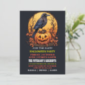 Invitations de la fête d'Halloween éffrayant Black (Debout devant)