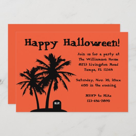 Invitations de la fête d'Halloween Palm Tree (Devant / Derrière)