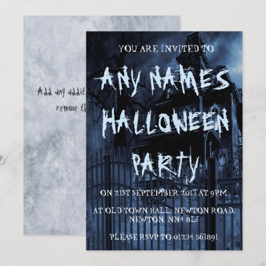 Invitations de la fête d'Halloween personnalisées (Devant / Derrière)