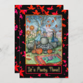 Invitations de la fête d'Halloween Petite sorcière (Devant / Derrière)