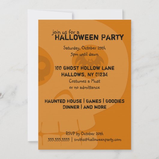 Invitations de la fête d'Halloween taculaire (Devant)