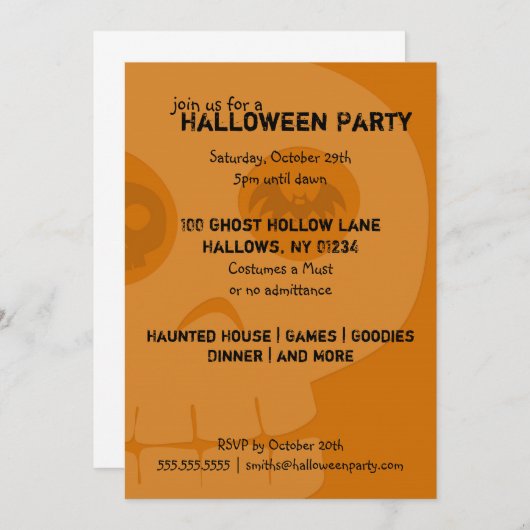 Invitations de la fête d'Halloween taculaire (Devant / Derrière)