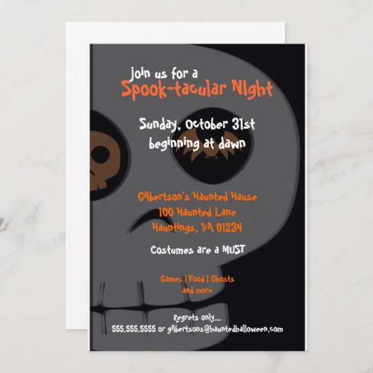 Invitations de la fête d'Halloween taculaire (Devant / Derrière)