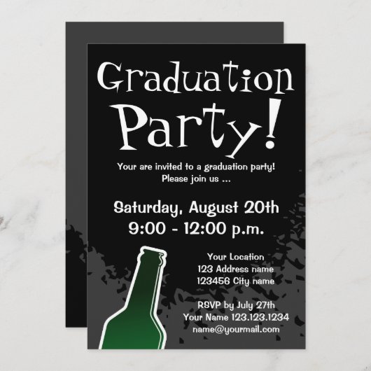 Invitations de la fête d'obtention du diplôme | in (Devant / Derrière)