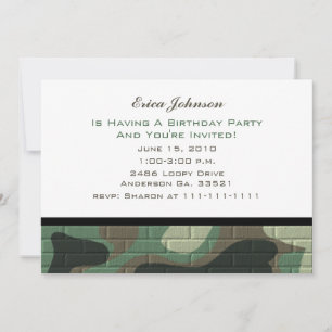 Invitations de la fête du camouflage