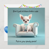 Invitations de la fête du Chihuahua bleu (Devant / Derrière)