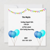 Invitations de la fête du Chihuahua bleu (Dos)