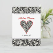 Invitations de la fête du coeur de Zebra (Debout devant)