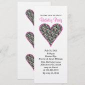 Invitations de la fête du coeur de Zebra (Devant / Derrière)