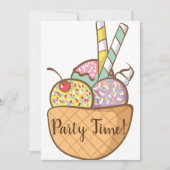 Invitations de la fête du cône de gaufre glacée (Devant)