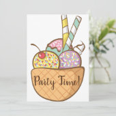 Invitations de la fête du cône de gaufre glacée (Debout devant)