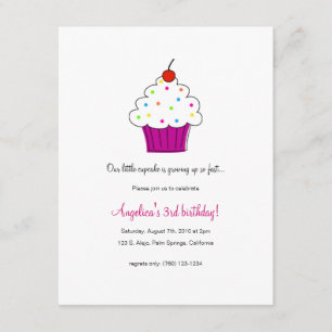 Invitations de la fête du Cupcake