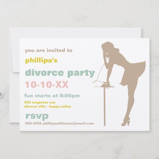 Invitations de la fête du divorce rétro (Devant)