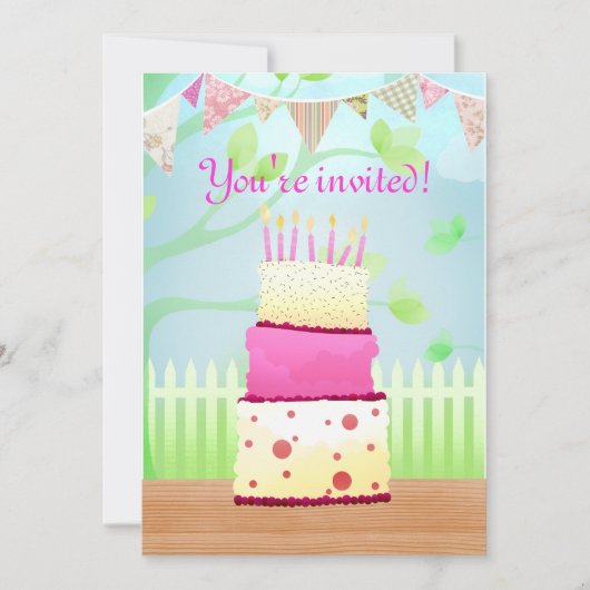 invitations de la fête du gâteau d'anniversaire (Devant)