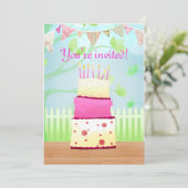 invitations de la fête du gâteau d'anniversaire (Debout devant)